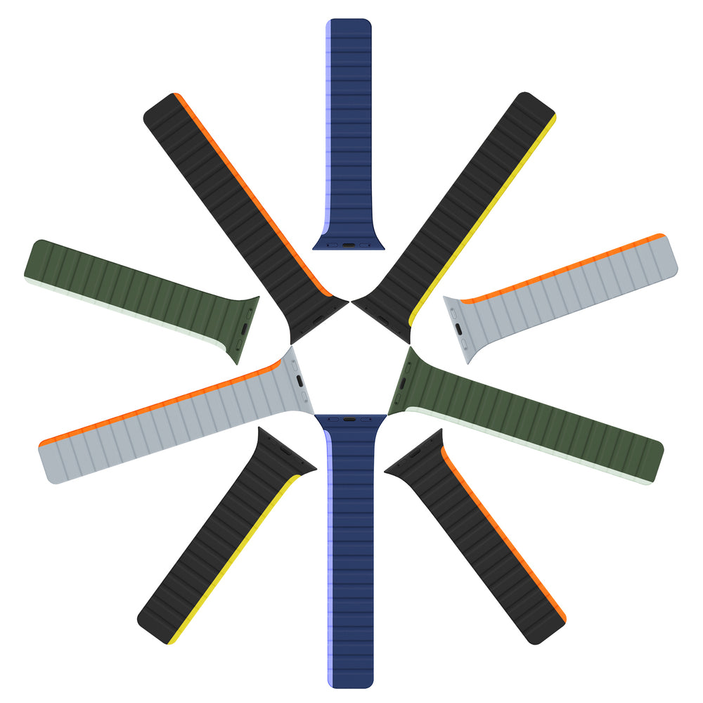 Magnetisk Apple Watch SE, 9, 8, 7, 6, 5, 4, 3, 2, 1 (41, 40, 38 mm) Dux Ducis Strap (LD Version) - sort og gul