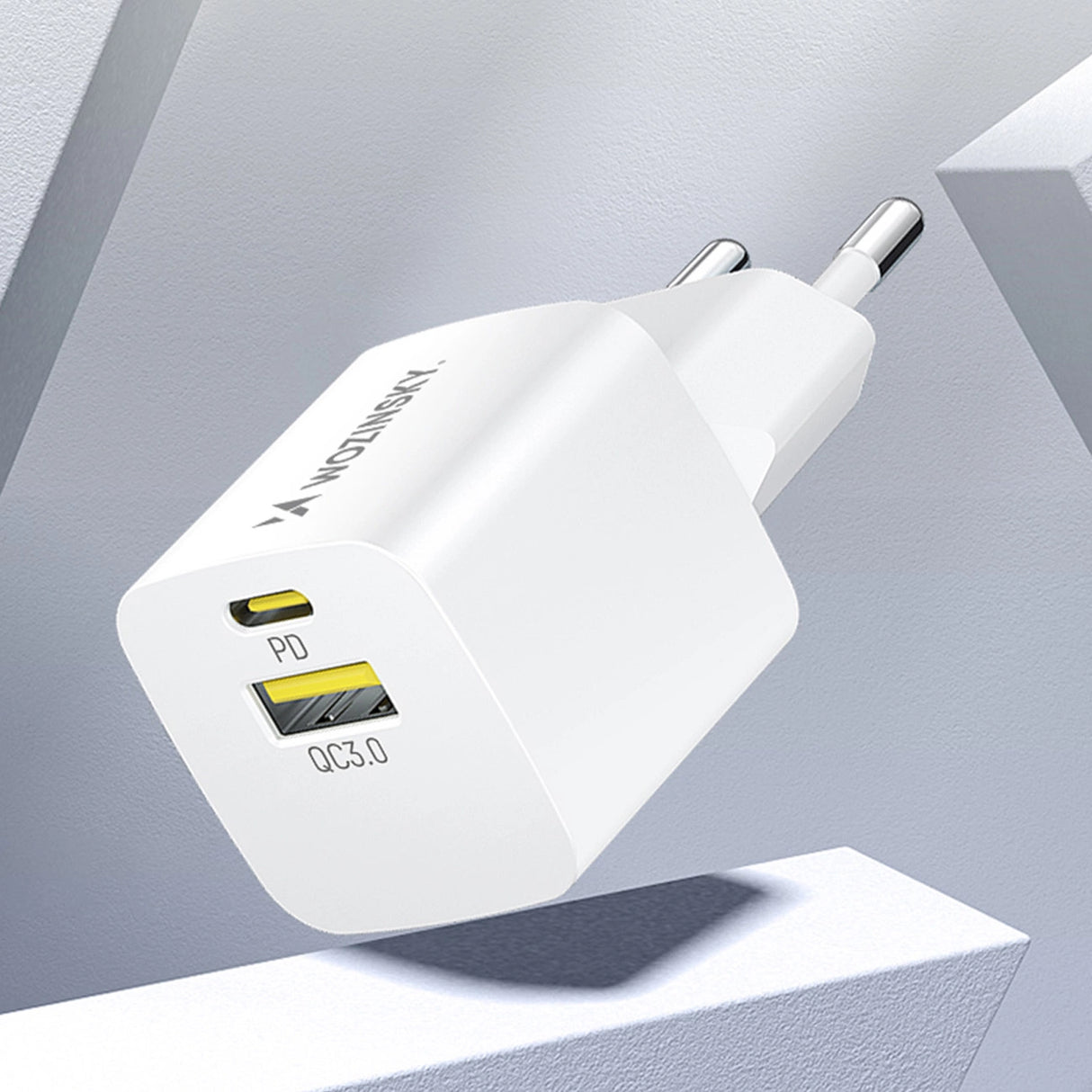 Wozinsky WWCEAC GaN USB-A USB-C 33W vægoplader - hvid