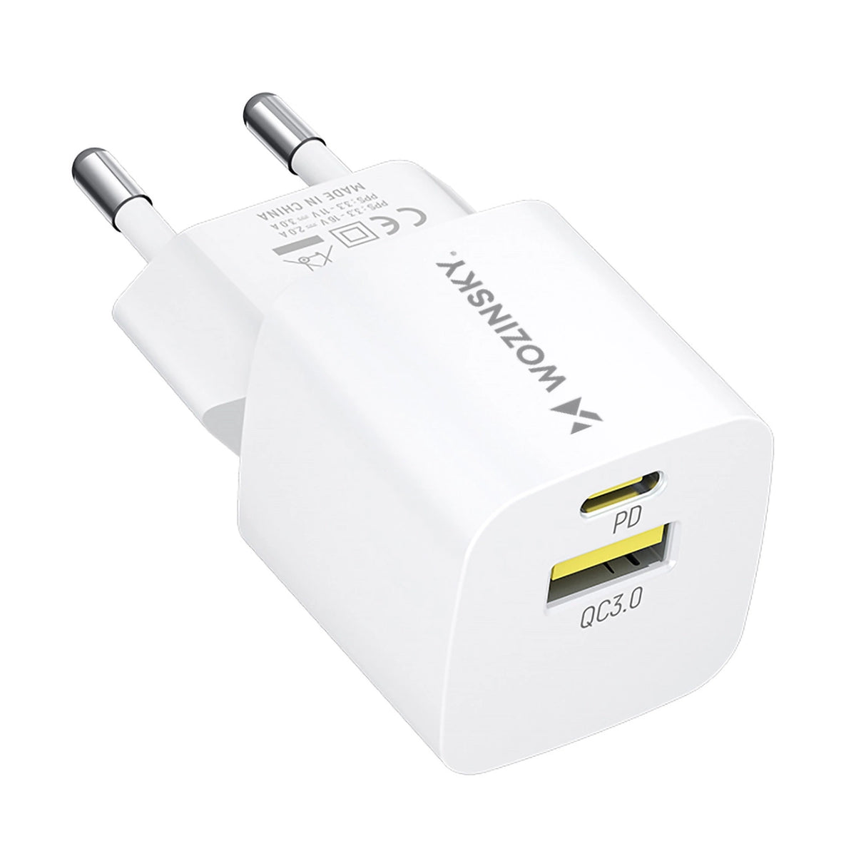 Wozinsky WWCEAC GaN USB-A USB-C 33W vægoplader - hvid