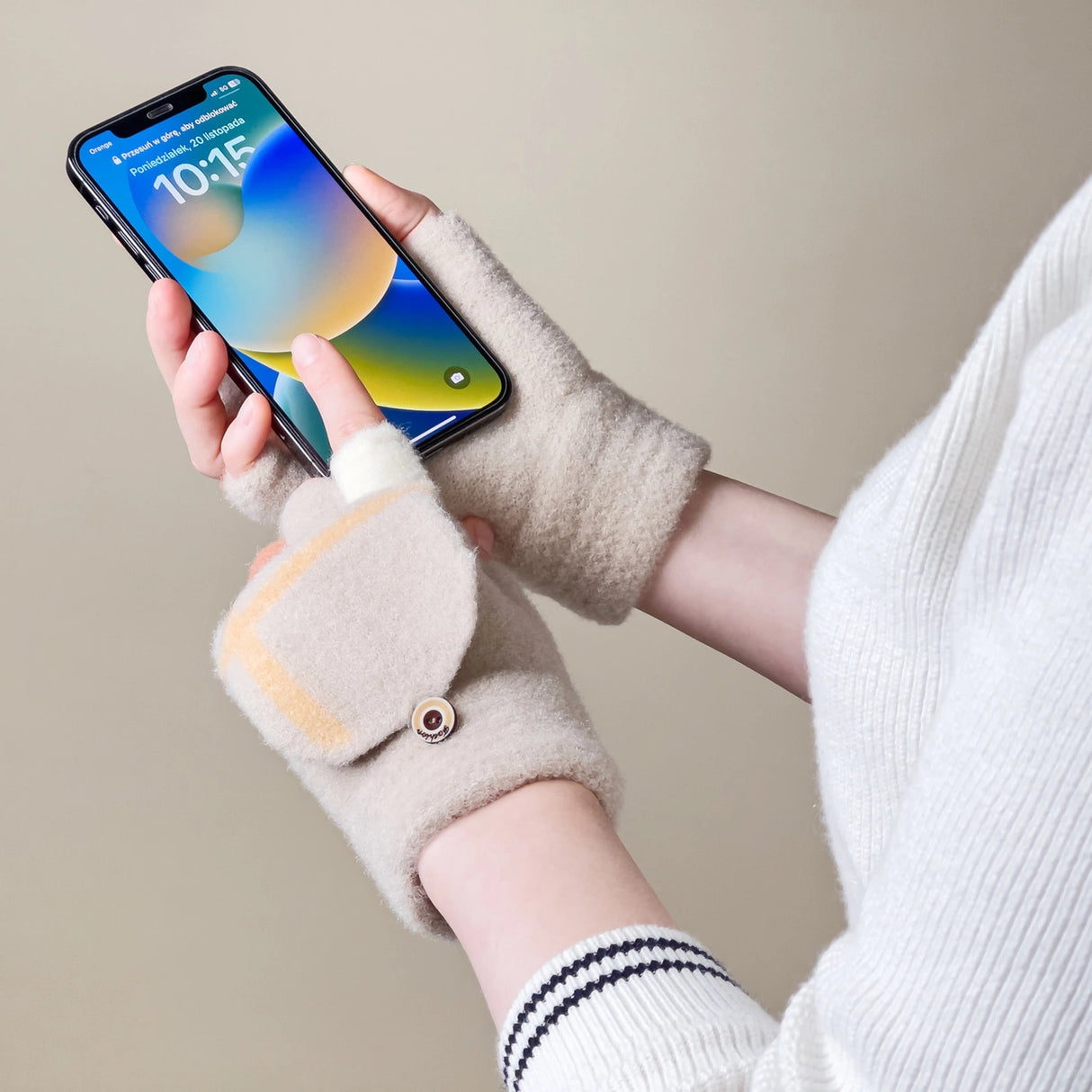 Vintertelefonhandsker til kvinder/børn - hvid