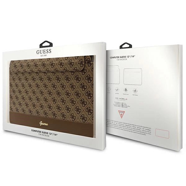 Guess 4G Stripe Metal Logo case for a 14" laptop - brown