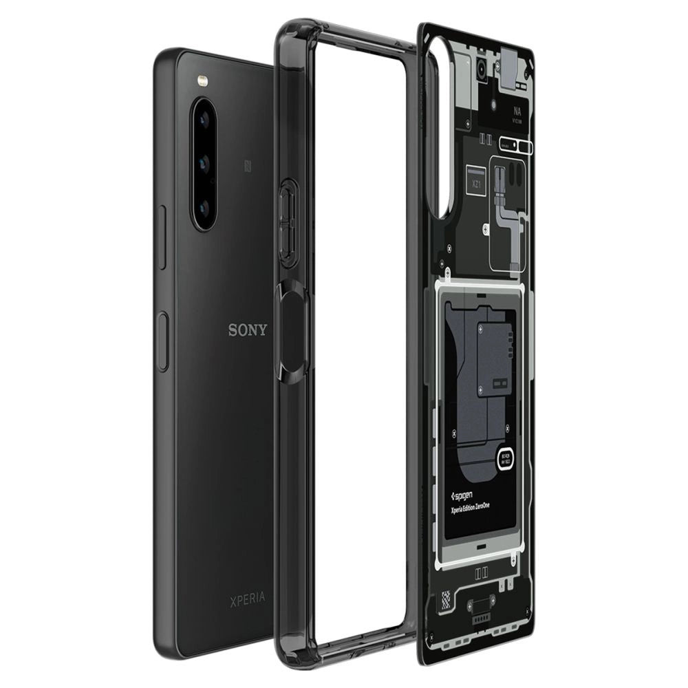 Spigen Ultra Hybrid Case til Sony Xperia 10 V - mørkgrå (Zero One Pattern)