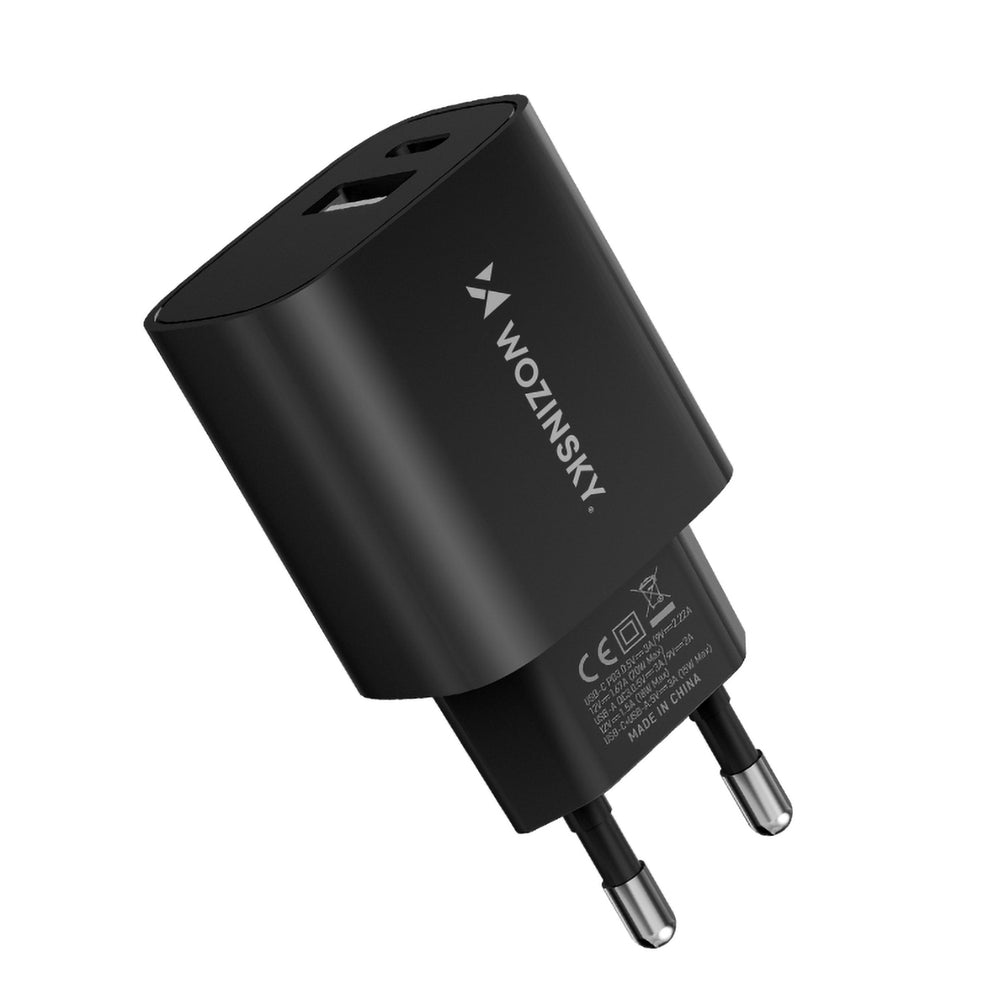 Wozinsky WGWCB USB-A USB-C 20W vægoplader - sort