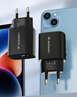 Wozinsky WGWCB USB-A USB-C 20W vægoplader - sort