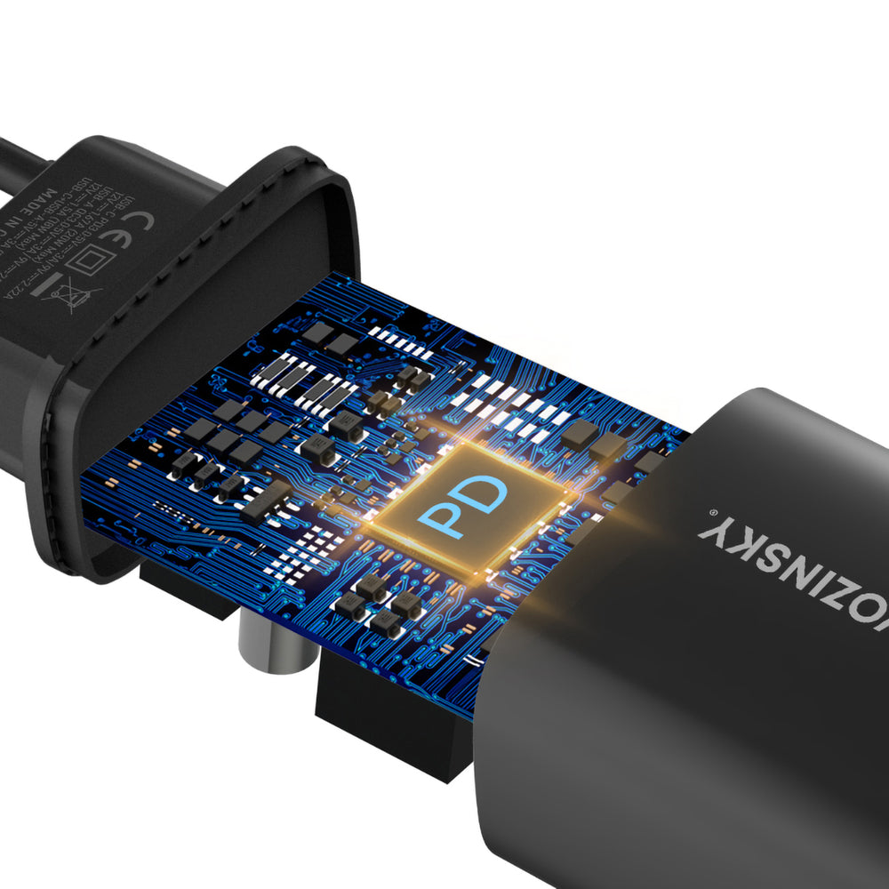 Wozinsky WGWCB USB-A USB-C 20W vægoplader - sort