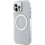 Guess Metal Outline Magsafe-kasse til iPhone 12 / iPhone 12 Pro - sølv