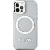 Guess Metal Outline Magsafe-kasse til iPhone 12 / iPhone 12 Pro - sølv