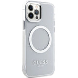 Guess Metal Outline Magsafe-kasse til iPhone 12 / iPhone 12 Pro - sølv