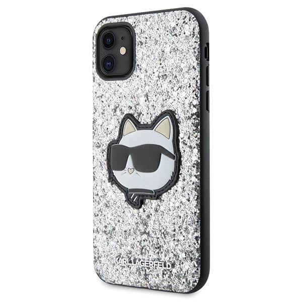 Karl Lagerfeld KLHCN61G2CPS iPhone 11 / Xr 6.1" silver/silver hardcase Glitter Choupette Patch