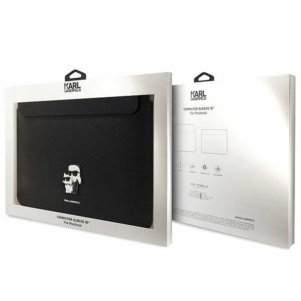 Karl Lagerfeld Saffiano Karl&Choupette case for a 16" laptop - black