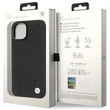 Case BMW BMHCP14S22RQDK iPhone 14 6,1" sort/sort Ledret Quilted