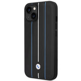 Case BMW BMHCP14S22RVSK iPhone 14 6,1" sort/sort hårdkasse Læder Stamp Blue Lines