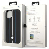 Case BMW BMHCP14S22RVSK iPhone 14 6,1" sort/sort hårdkasse Læder Stamp Blue Lines