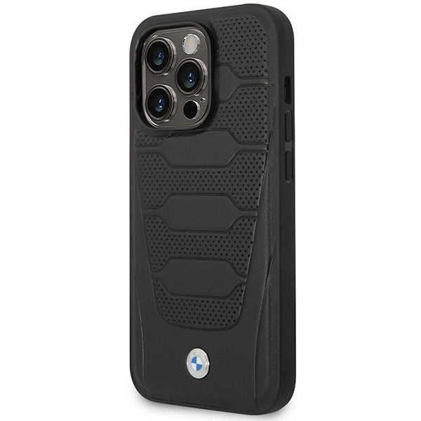 Case BMW BMHCP14X22RPSK iPhone 14 Pro Max 6,7" sort/sort Ledersæder mønster