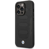 Case BMW BMHCP14X22RPSK iPhone 14 Pro Max 6,7" sort/sort Ledersæder mønster