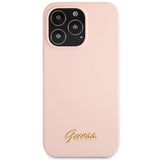 Guess GUHCP13XLSLMGLP iPhone 13 Pro Max 6.7" light pink/light pink hardcase Silicone Script Gold Logo
