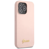 Guess GUHCP13XLSLMGLP iPhone 13 Pro Max 6.7" light pink/light pink hardcase Silicone Script Gold Logo