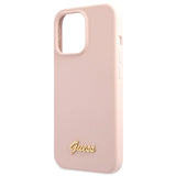 Guess GUHCP13XLSLMGLP iPhone 13 Pro Max 6.7" light pink/light pink hardcase Silicone Script Gold Logo
