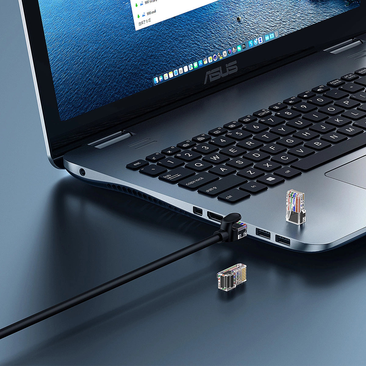 Baseus High Speed Cat 5 RJ-45 1000Mb/s Ethernet kabel 8m rund - sort