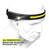 LED headlamp with IPX4 motion sensor USB-C 1200 mAh - black