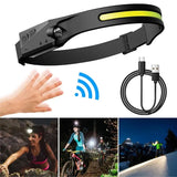 LED headlamp with IPX4 motion sensor USB-C 1200 mAh - black
