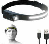 LED headlamp with IPX4 motion sensor USB-C 1200 mAh - black