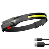 LED headlamp with IPX4 motion sensor USB-C 1200 mAh - black