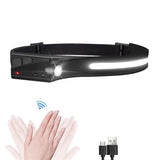 LED headlamp with IPX4 motion sensor USB-C 1200 mAh - black