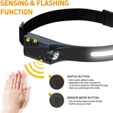 LED headlamp with IPX4 motion sensor USB-C 1200 mAh - black