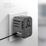 Uniq Voyage LITHOS Collective 33W 2xUSB PD 18W QC 3.0 rejseadapter - grå