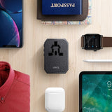 Uniq Voyage LITHOS Collective 33W 2xUSB PD 18W QC 3.0 rejseadapter - grå