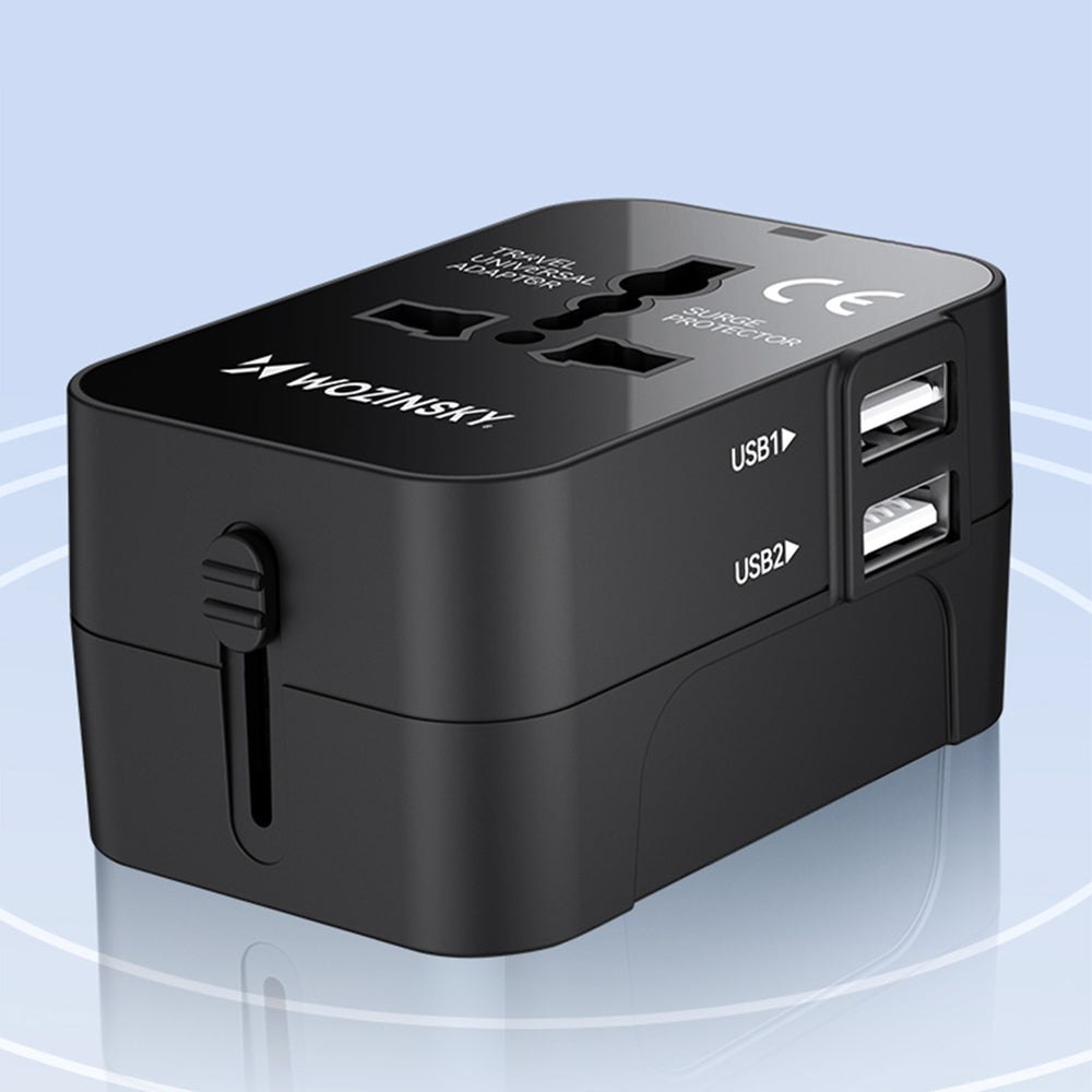 Wozinsky WUTWC rejseadapter universel 24W EU / US / AUS / UK / 2x USB-A - sort