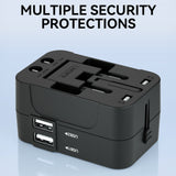 Wozinsky WUTWC rejseadapter universel 24W EU / US / AUS / UK / 2x USB-A - sort