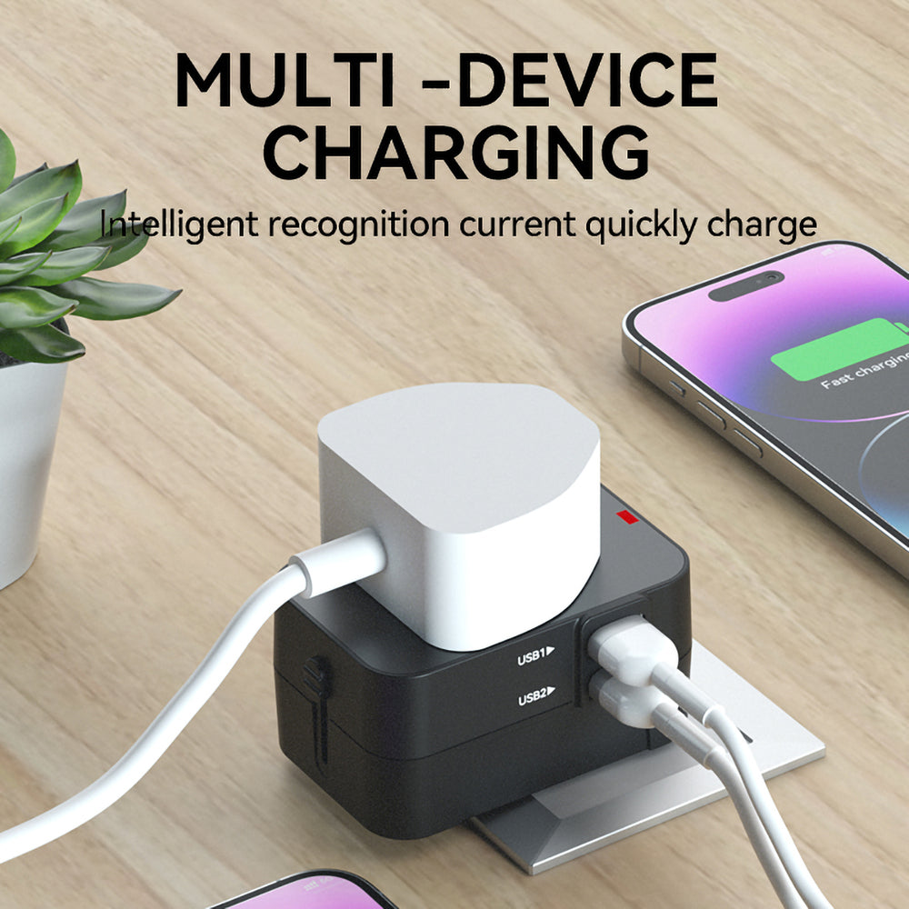 Wozinsky WUTWC rejseadapter universel 24W EU / US / AUS / UK / 2x USB-A - sort