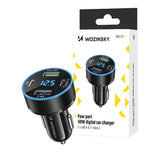 Wozinsky WDCCB Biloplader med skærm 50W 2xUSB-C / 2xUSB-A - sort