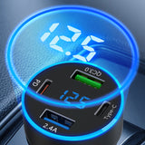 Wozinsky WDCCB Biloplader med skærm 50W 2xUSB-C / 2xUSB-A - sort