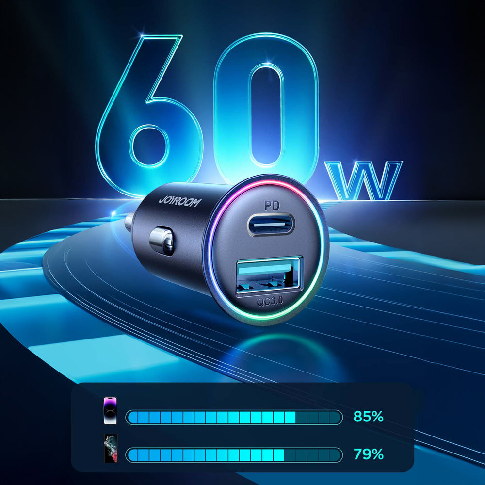 Joyroom JR-CCN04 60W USB-A USB-C mini oplader - sort