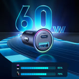 Joyroom JR-CCN04 60W USB-A USB-C mini oplader - sort