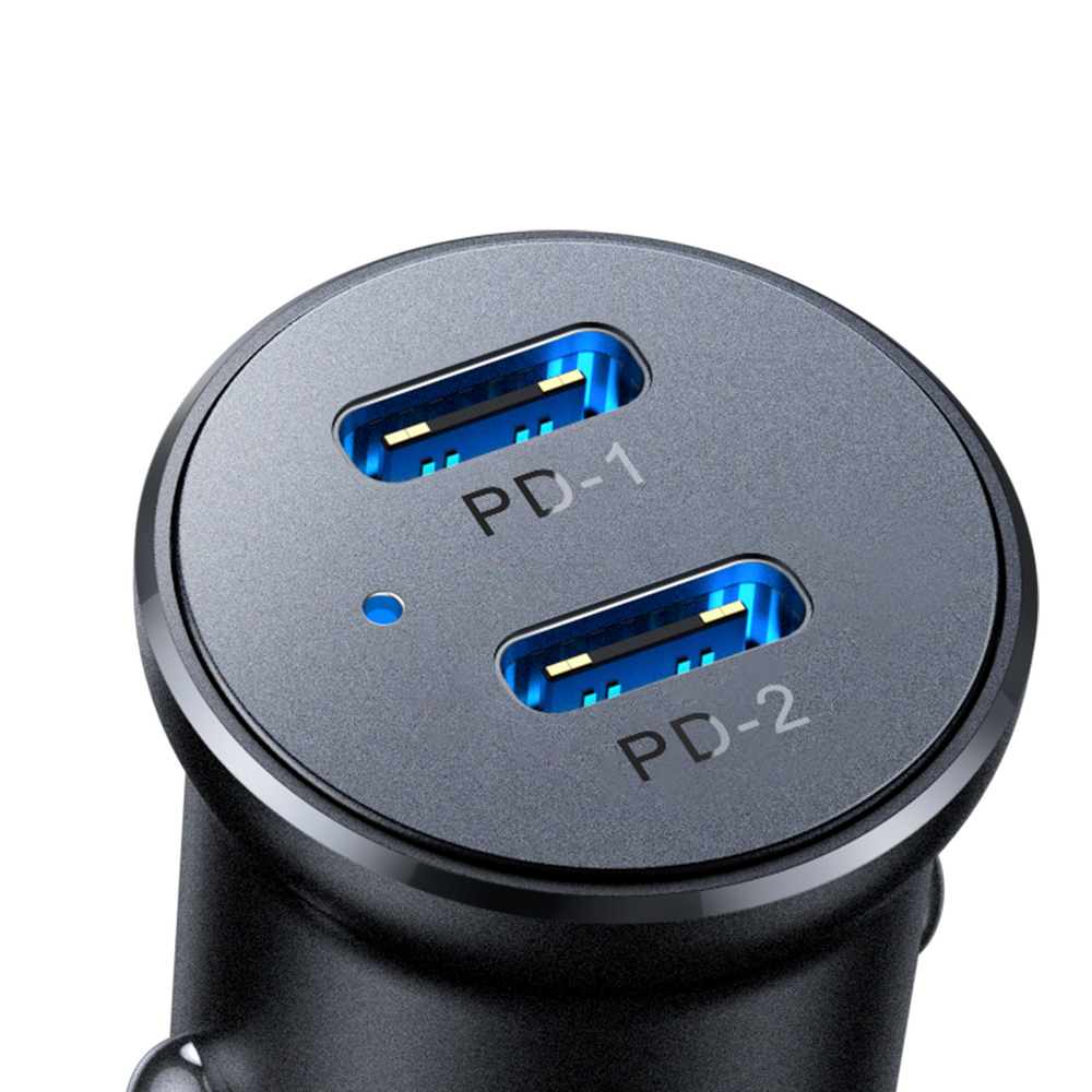 Joyroom JR-CCN06 30W 2x USB-C Metal Mini Car Charger - sort
