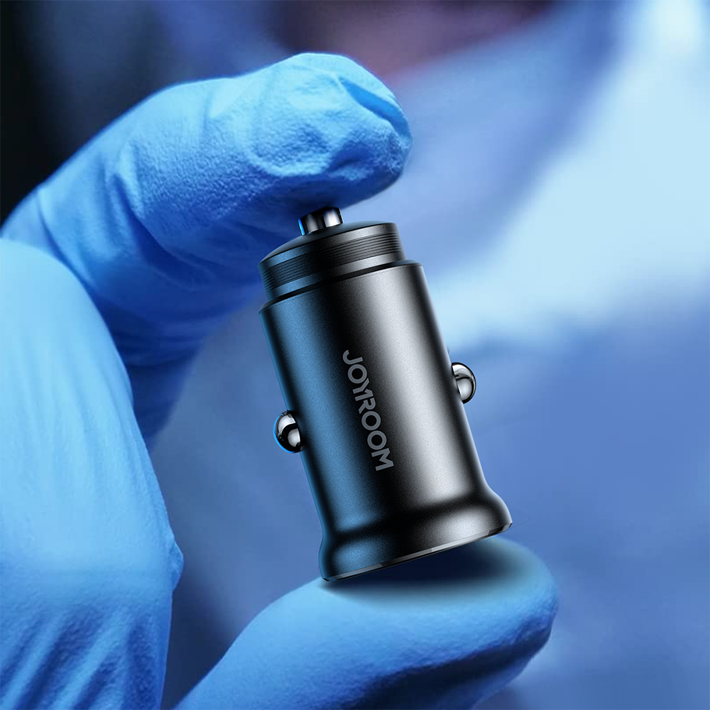 Joyroom JR-CCN06 30W 2x USB-C Metal Mini Car Charger - sort