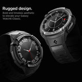 Spigen Rugged Armor Pro Case med rem til Samsung Galaxy Watch 6 Classic (47 mm) - sort