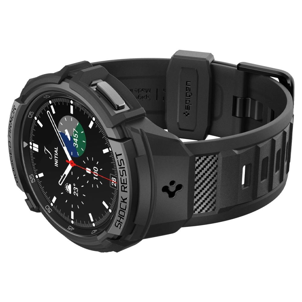 Spigen Rugged Armor Pro Case med rem til Samsung Galaxy Watch 6 Classic (47 mm) - sort