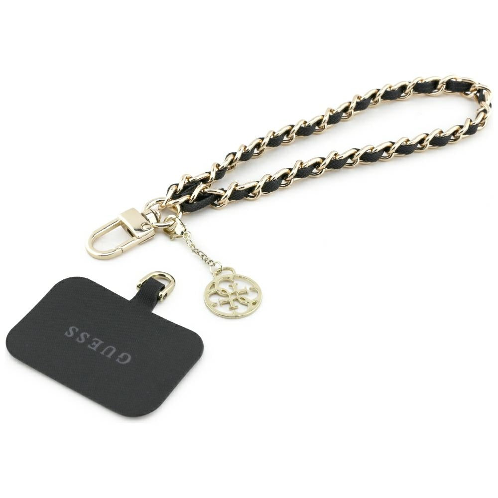 Guess GUOUCHSAMC4K Universal Hand Strap Case - Black Saffiano Chain 4G Charm