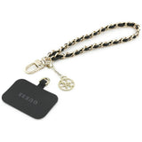 Guess GUOUCHSAMC4K Universal Hand Strap Case - Black Saffiano Chain 4G Charm