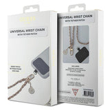 Guess GUOUCHSAMC4P Universal Hand Strap case - pink Saffiano Chain 4G Charm