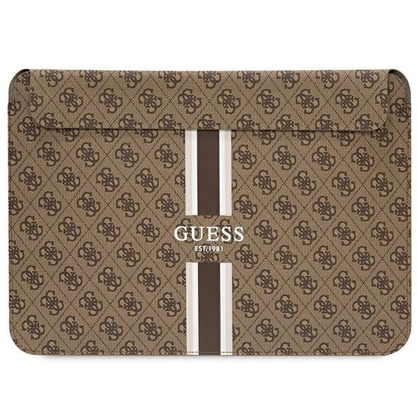 Guess 4G Printed Stripes cover for a 16" laptop - brown