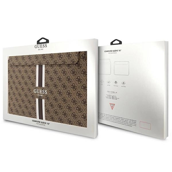 Guess 4G Printed Stripes cover for a 16" laptop - brown