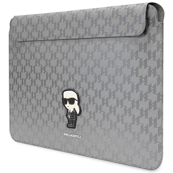 Karl Lagerfeld Saffiano Monogram Ikonik case for a 14" laptop - silver