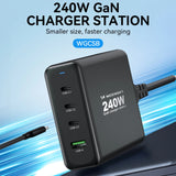 GaN Wozinsky WGCSB 240W USB-A / 3 x USB-C Wall Charger - sort