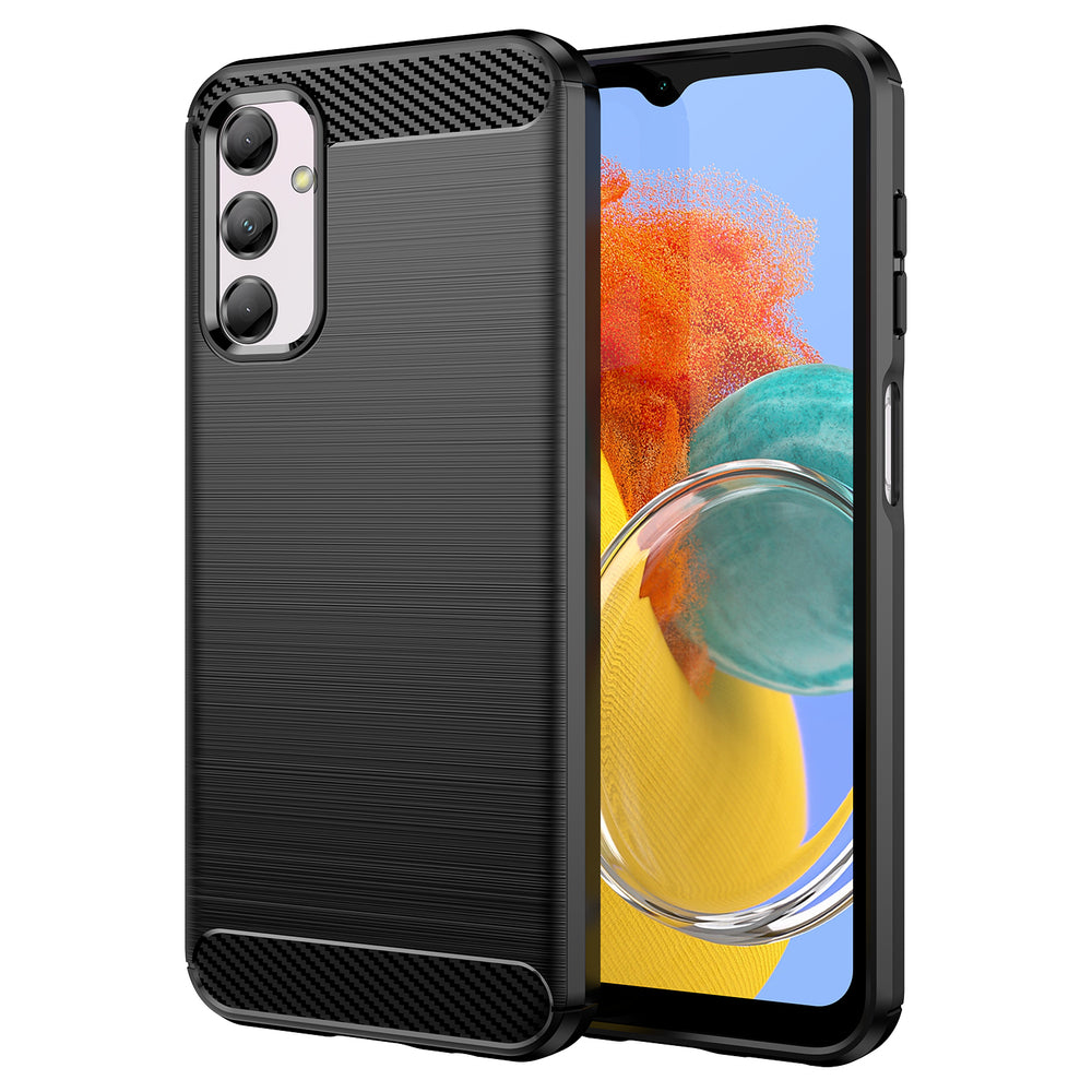 Fleksible carbon mønster tilfælde for Samsung Galaxy M14 Carbon Case - sort